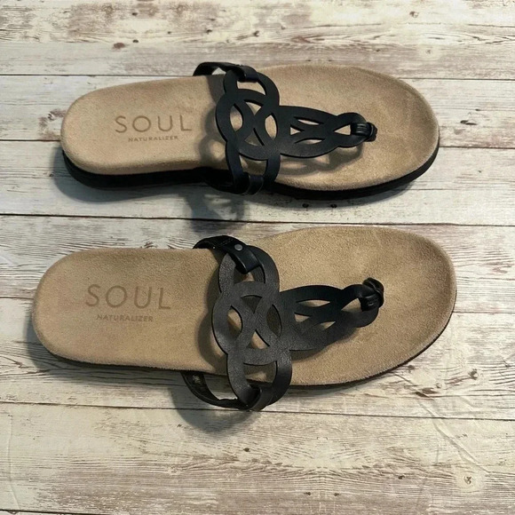 SOUL Naturalizer Women's Janice  Black Cutout Sandal Size 7M Summer - Picture 2 of 9